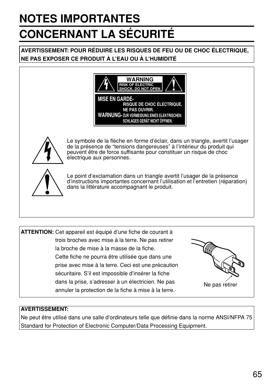 Panasonic PT DW5100UL User Manual | Page 65 / 72