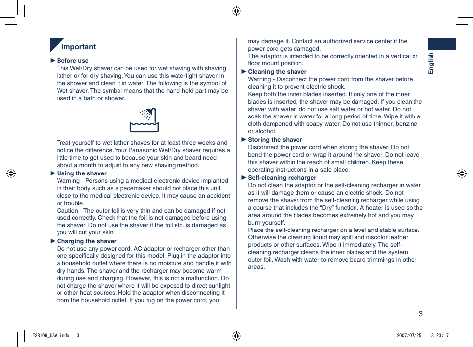 Panasonic ES8109 User Manual | Page 3 / 32