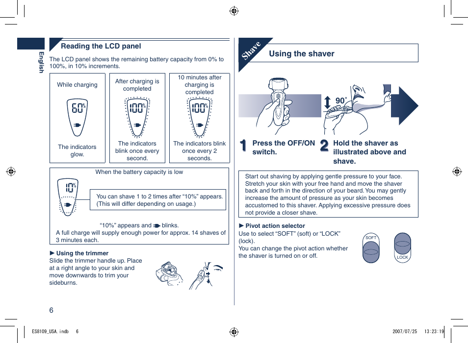 Sha ve | Panasonic ES8109 User Manual | Page 6 / 32