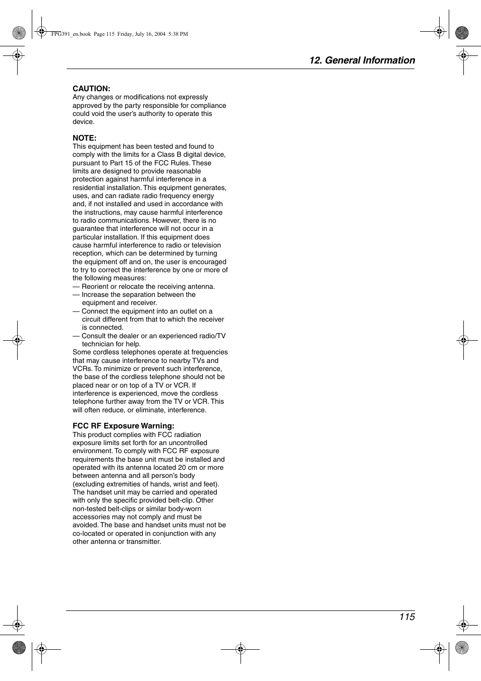 General information 115 | Panasonic KX-FPG391 User Manual | Page 117 / 126