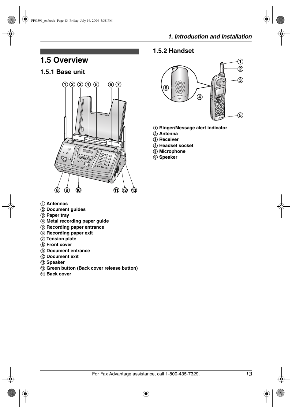 5 overview, Overview, 5 overview | Panasonic KX-FPG391 User Manual | Page 15 / 126