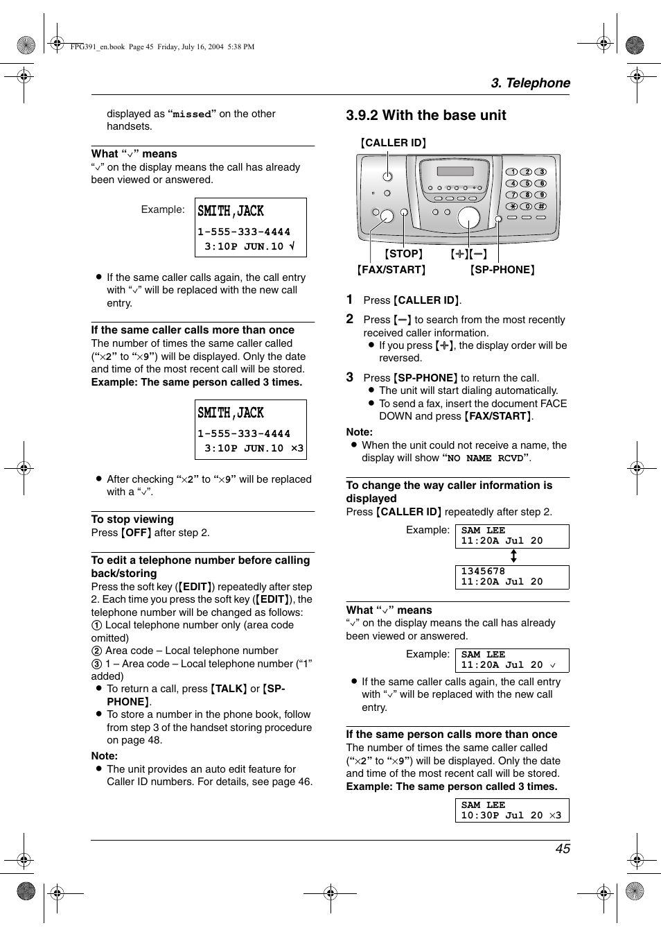 Smith,jack, 2 with the base unit | Panasonic KX-FPG391 User Manual | Page 47 / 126