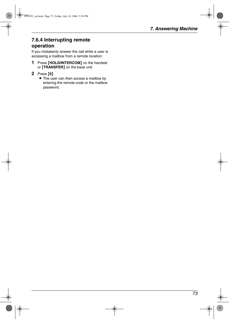 4 interrupting remote operation | Panasonic KX-FPG391 User Manual | Page 75 / 126