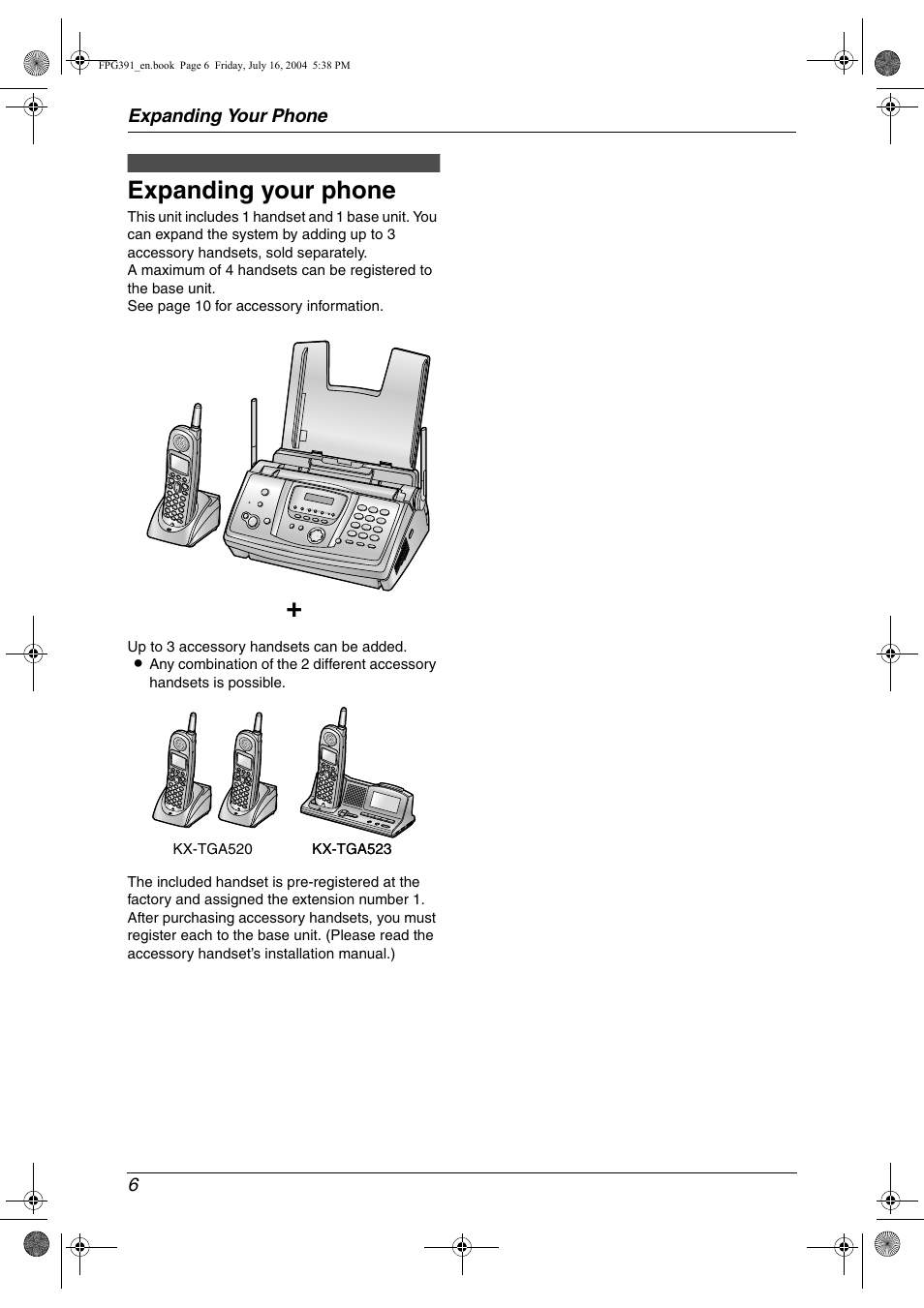 Expanding your phone, Expanding your phone 6 | Panasonic KX-FPG391 User Manual | Page 8 / 126