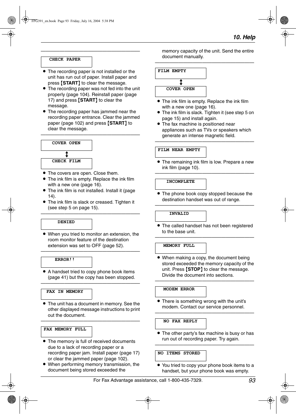 Help 93 | Panasonic KX-FPG391 User Manual | Page 95 / 126
