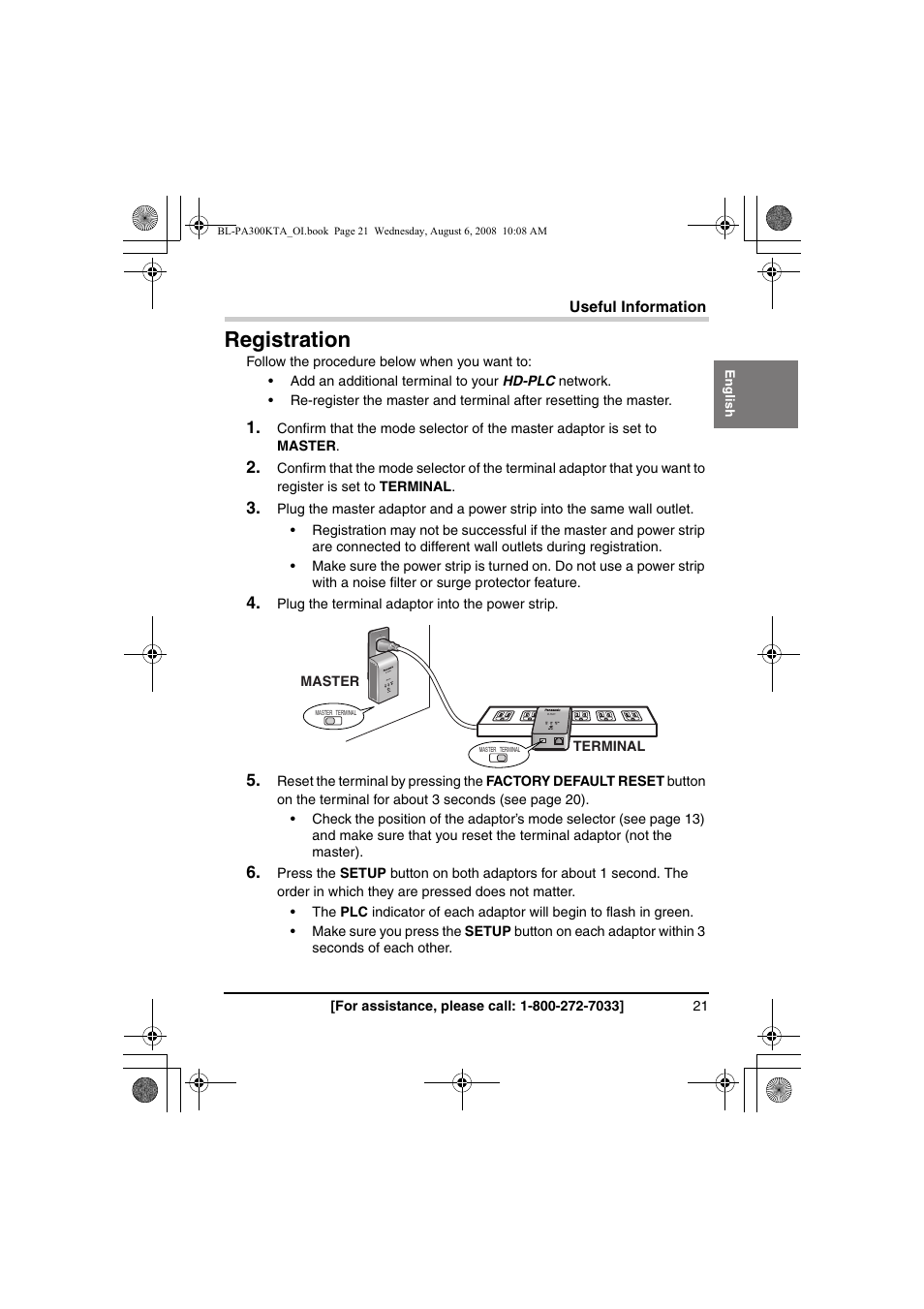 Registration | Panasonic BL-PA300KTA User Manual | Page 21 / 64