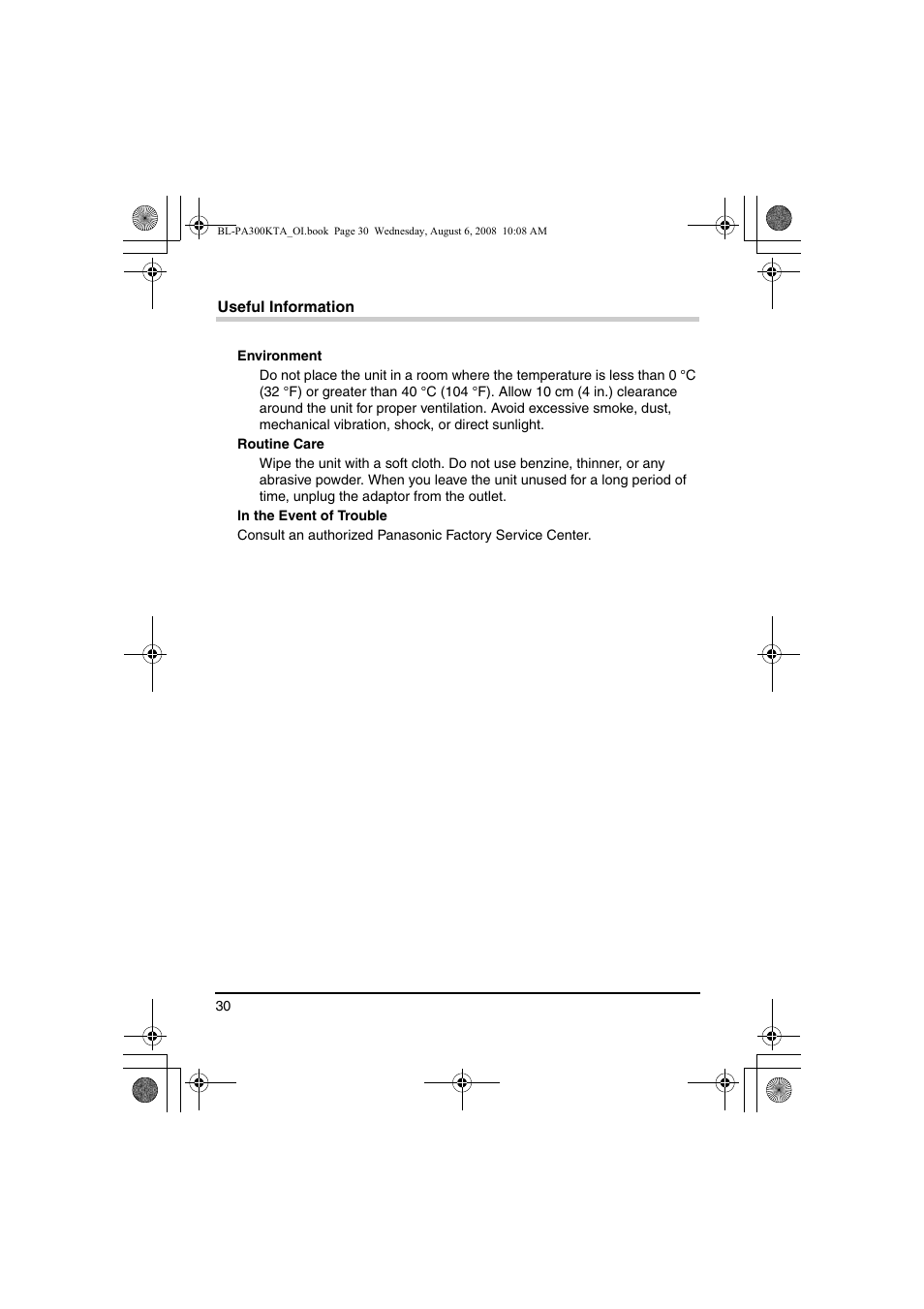 Panasonic BL-PA300KTA User Manual | Page 30 / 64