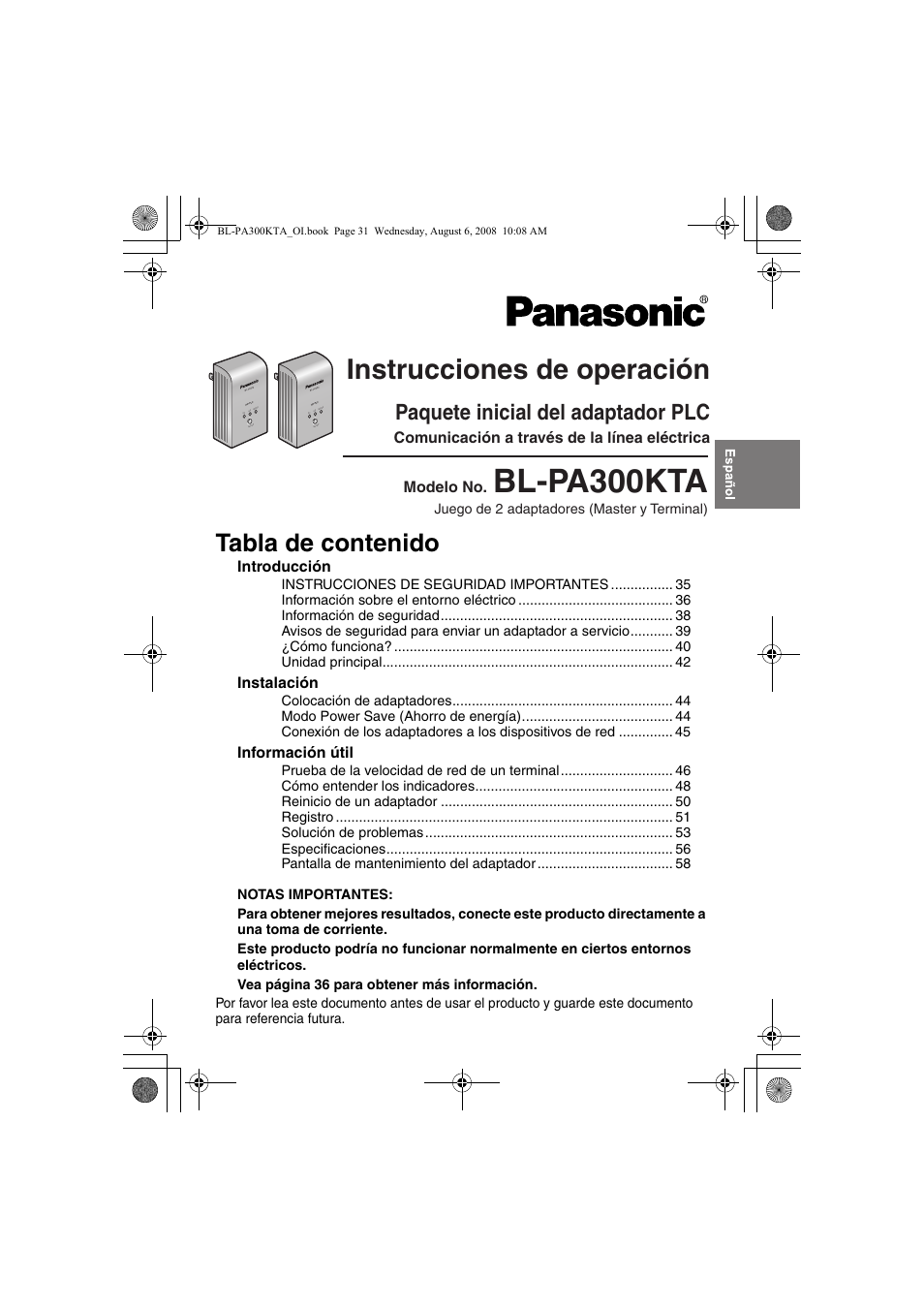 Panasonic BL-PA300KTA User Manual | Page 31 / 64