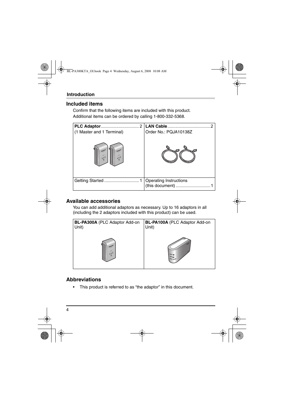 Panasonic BL-PA300KTA User Manual | Page 4 / 64
