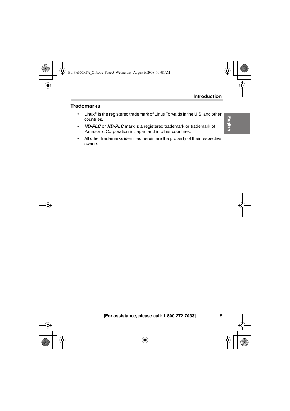 Panasonic BL-PA300KTA User Manual | Page 5 / 64