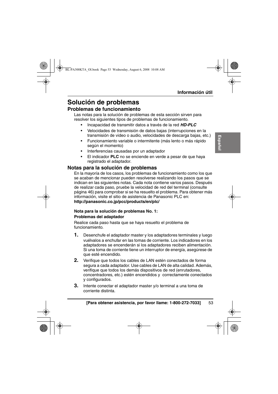 Solución de problemas | Panasonic BL-PA300KTA User Manual | Page 53 / 64