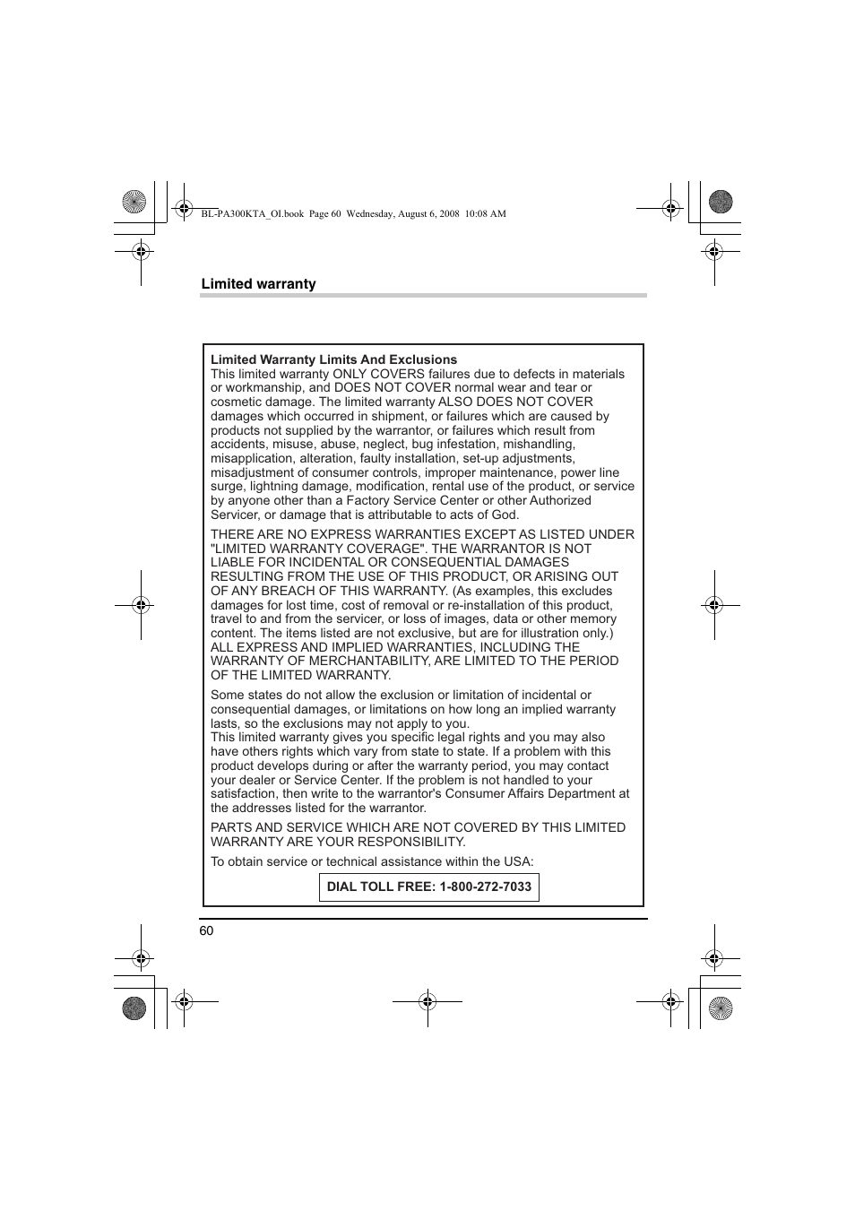 Panasonic BL-PA300KTA User Manual | Page 60 / 64