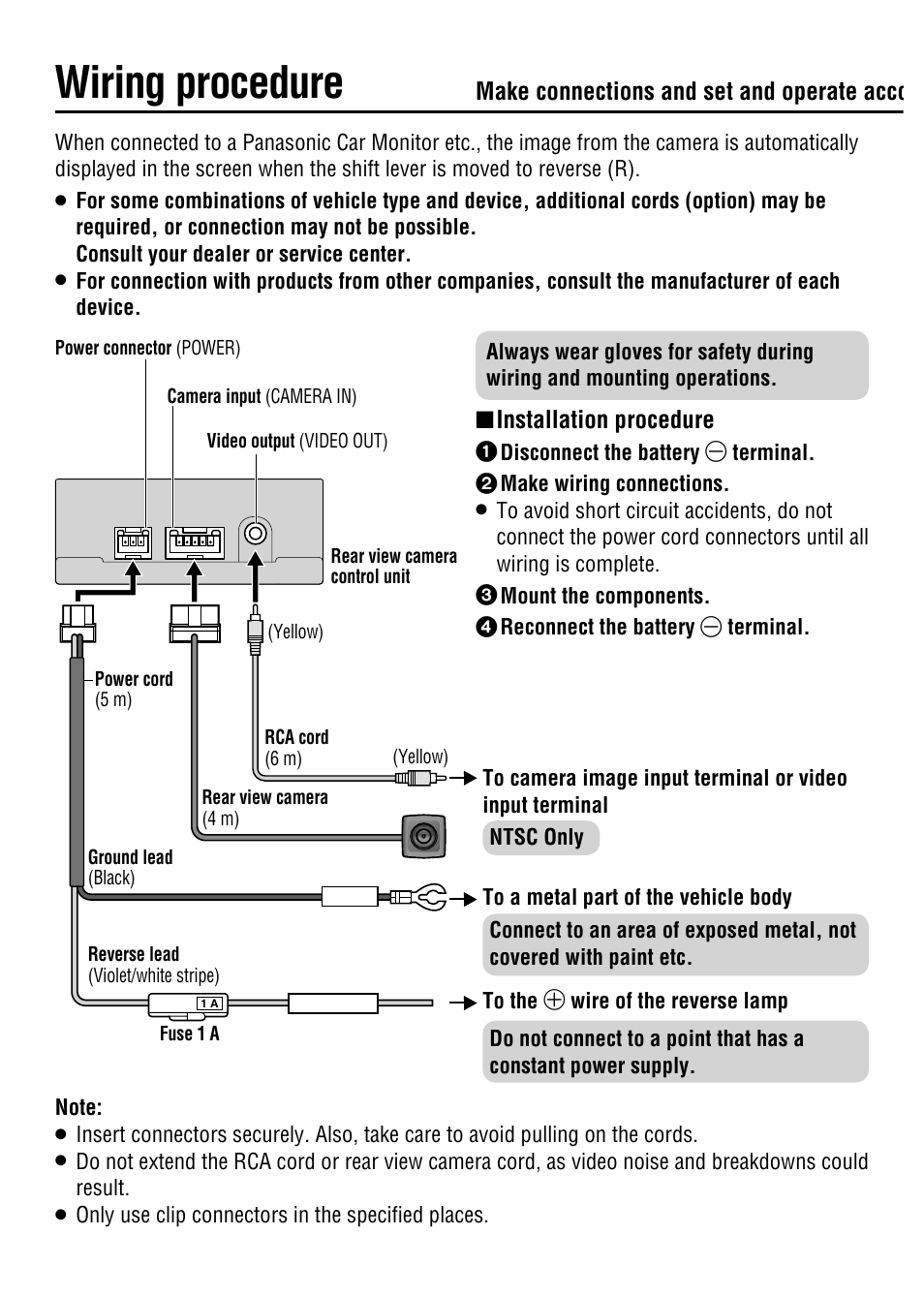 Wiring procedure, Q installation procedure, Make connections and set and operate acco | Panasonic CY-RC50KU User Manual | Page 16 / 20