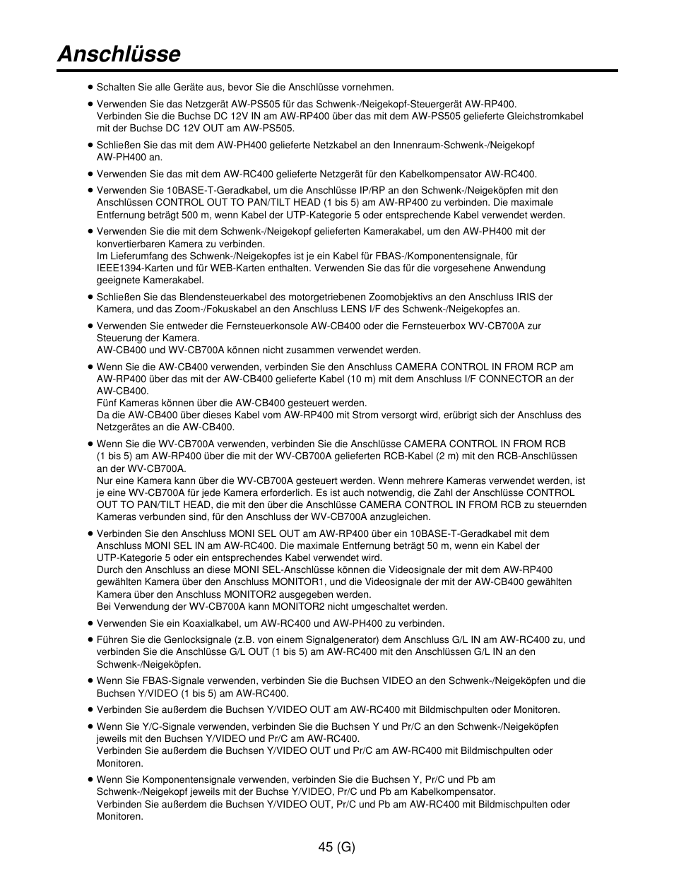 Anschlüsse | Panasonic AW-RP400E User Manual | Page 100 / 272