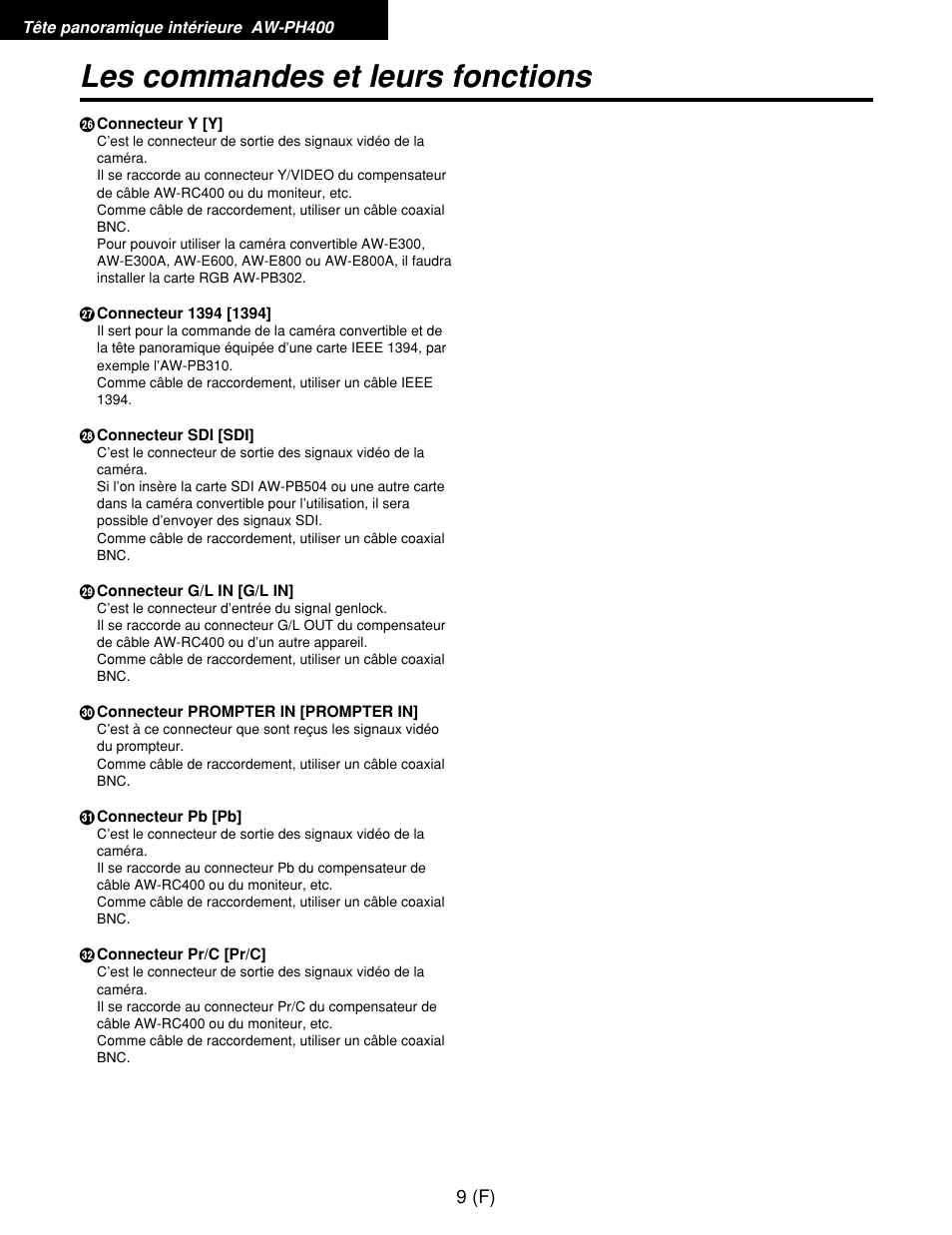 Les commandes et leurs fonctions | Panasonic AW-RP400E User Manual | Page 118 / 272