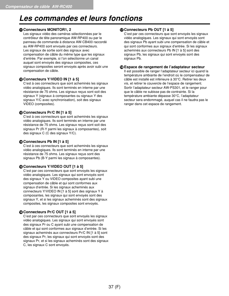 Les commandes et leurs fonctions | Panasonic AW-RP400E User Manual | Page 146 / 272