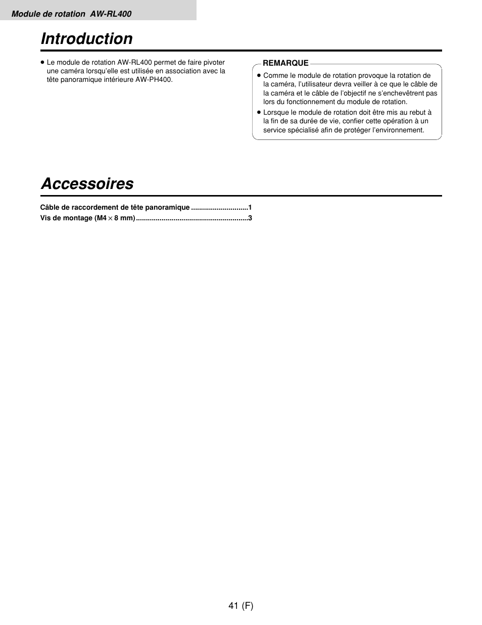 Introduction accessoires | Panasonic AW-RP400E User Manual | Page 150 / 272