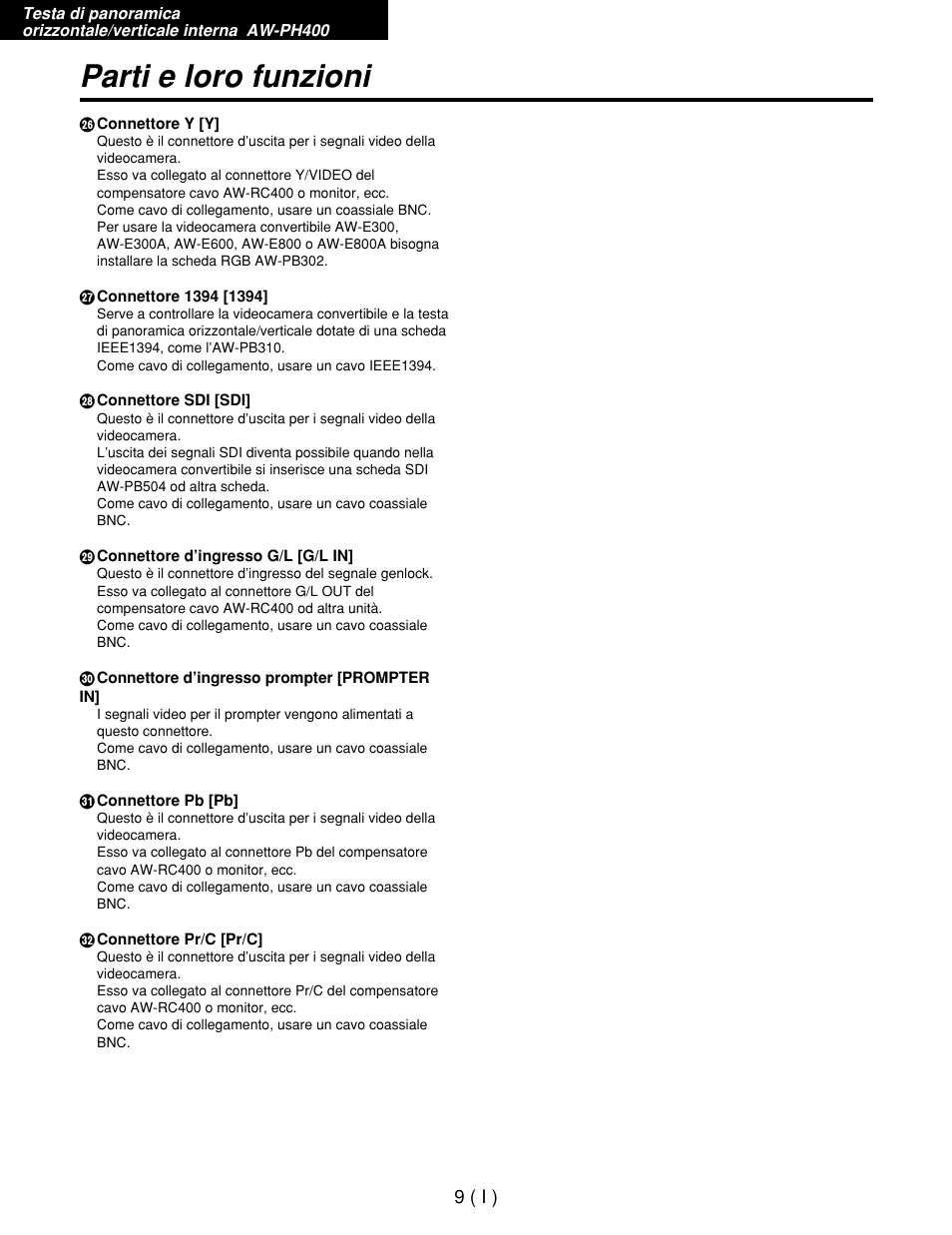 Parti e loro funzioni | Panasonic AW-RP400E User Manual | Page 172 / 272