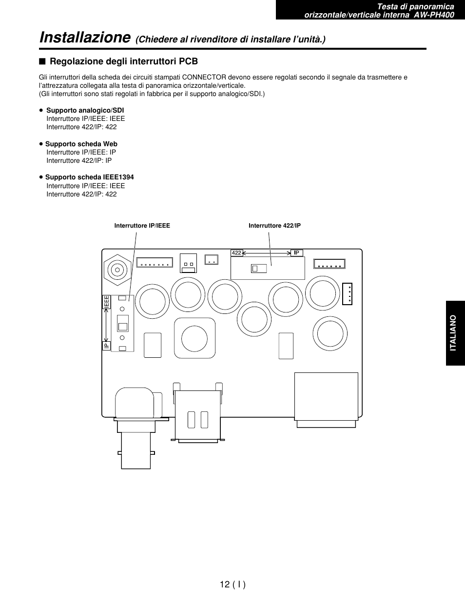Installazione | Panasonic AW-RP400E User Manual | Page 175 / 272