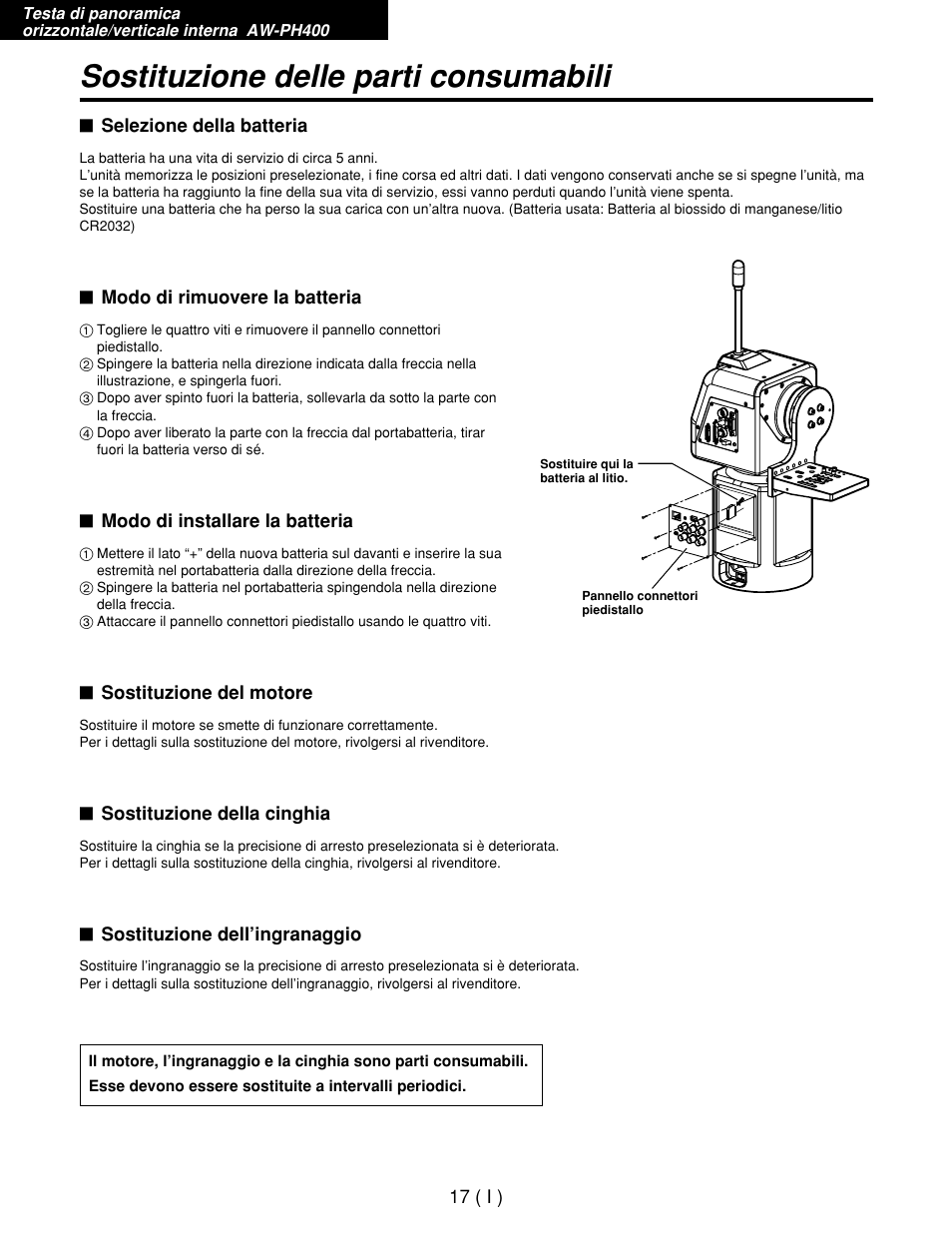 Sostituzione delle parti consumabili | Panasonic AW-RP400E User Manual | Page 180 / 272
