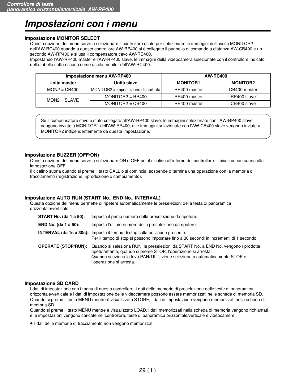 Impostazioni con i menu | Panasonic AW-RP400E User Manual | Page 192 / 272