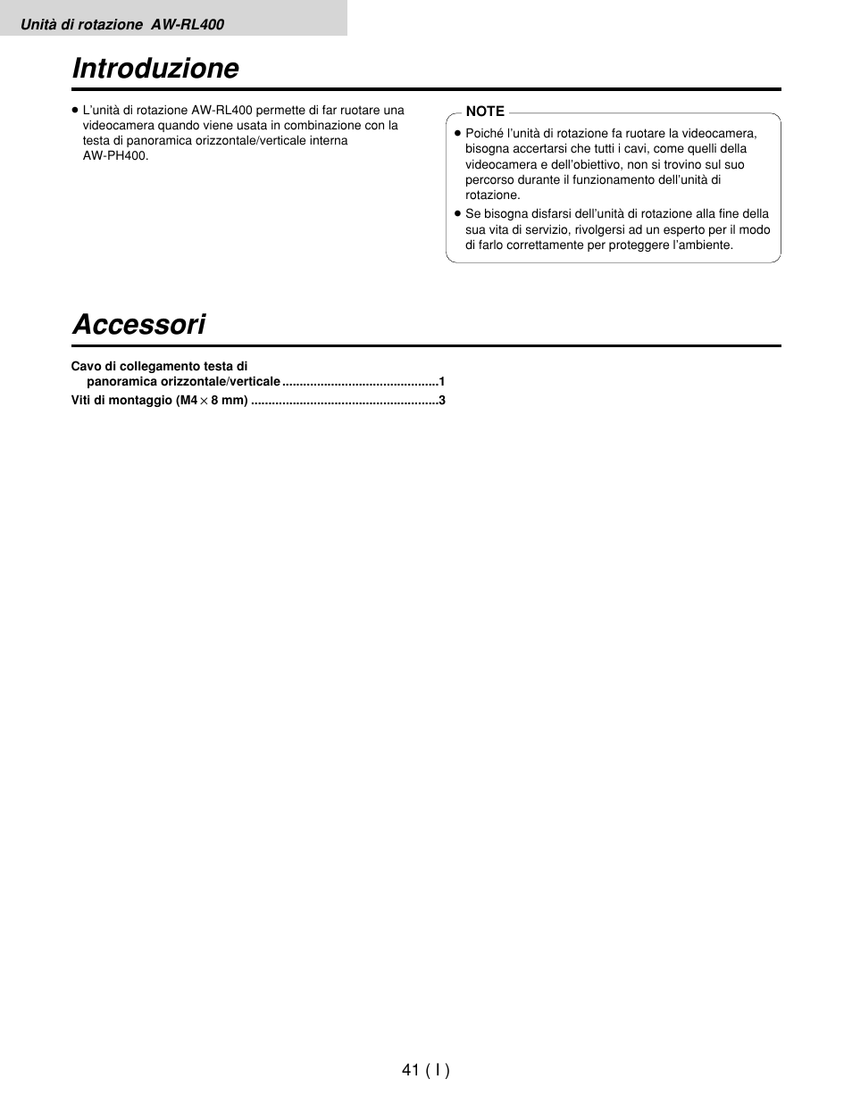 Introduzione accessori | Panasonic AW-RP400E User Manual | Page 204 / 272