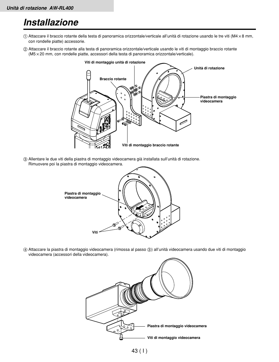 Installazione, 43 ( i ) | Panasonic AW-RP400E User Manual | Page 206 / 272