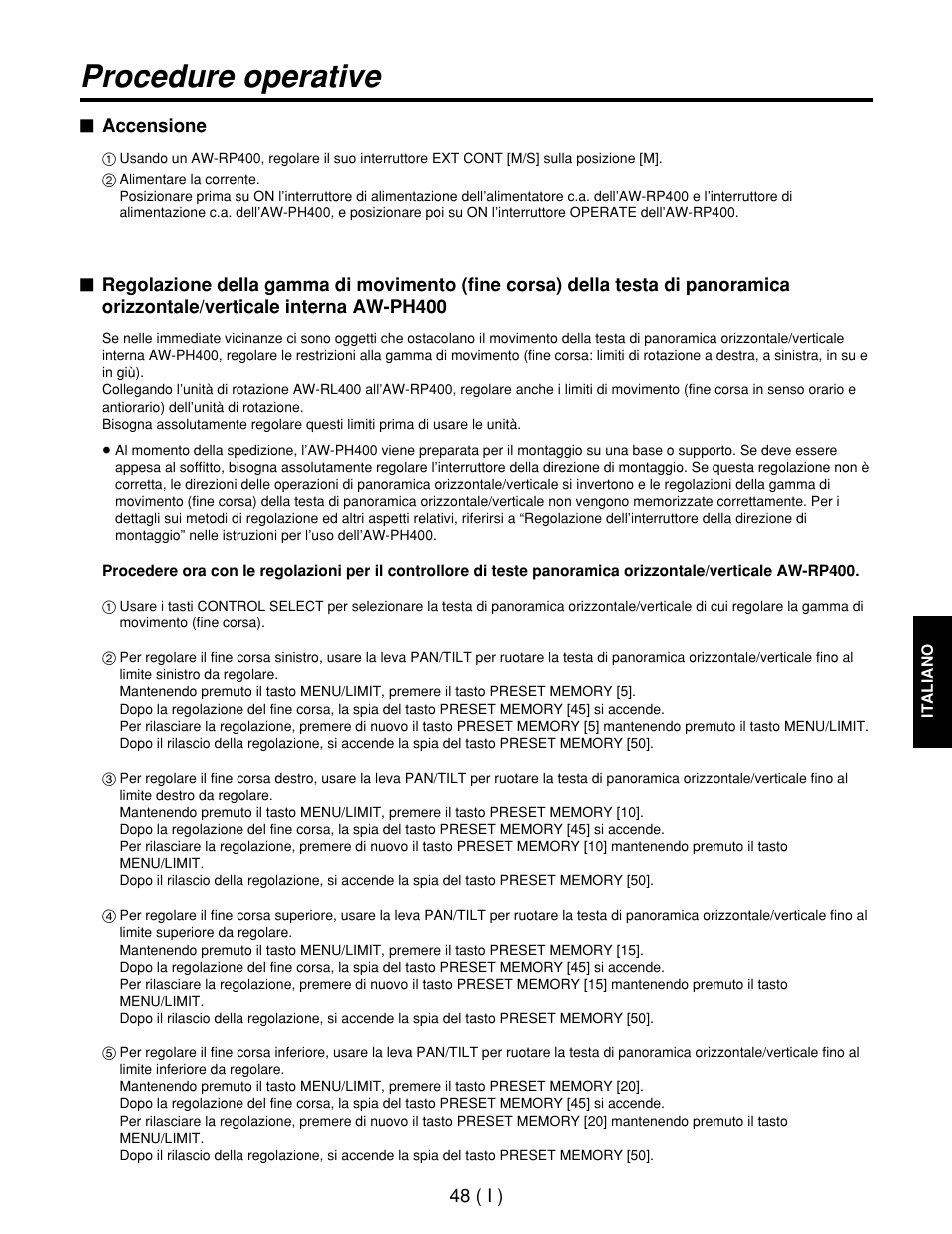 Procedure operative | Panasonic AW-RP400E User Manual | Page 211 / 272