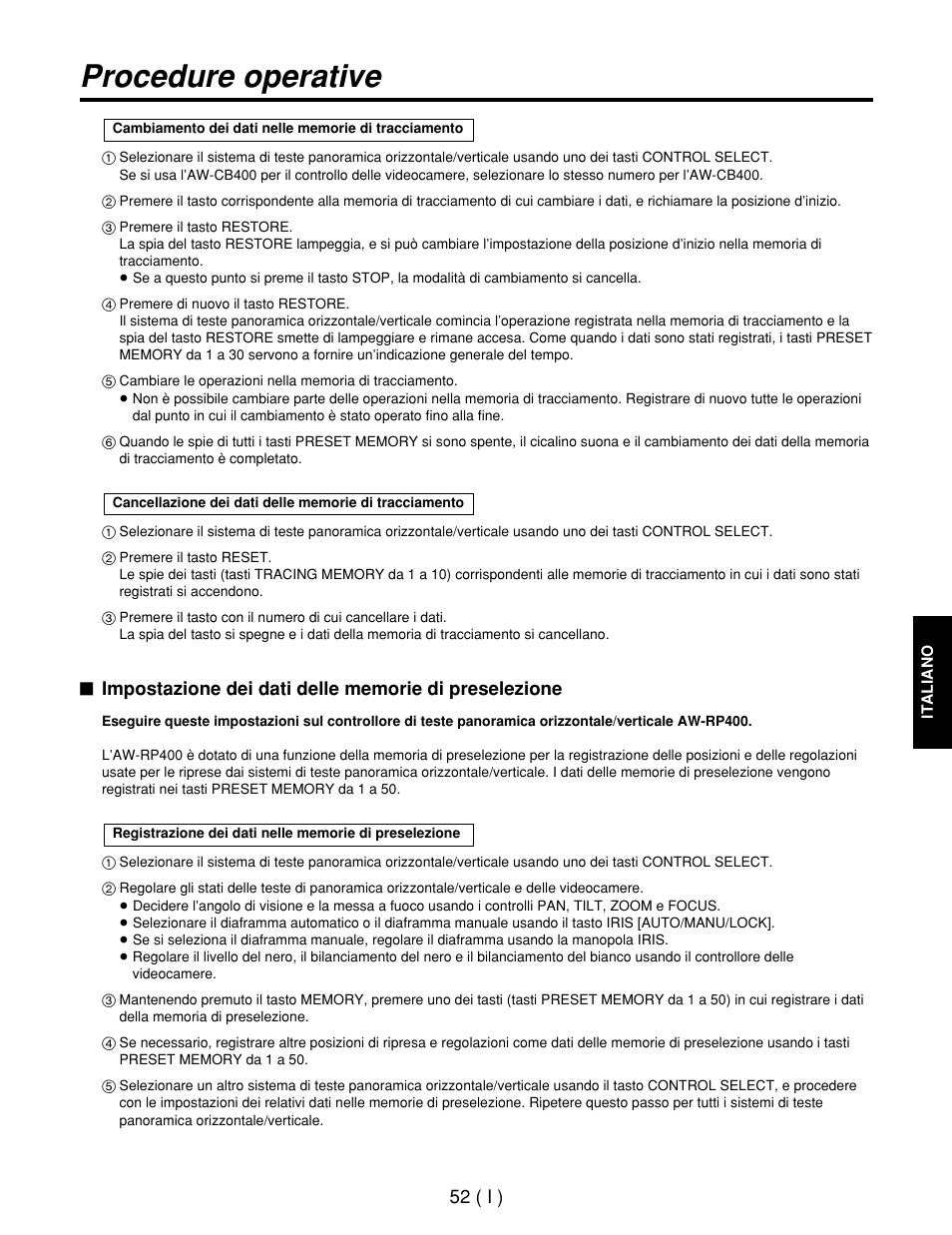 Procedure operative | Panasonic AW-RP400E User Manual | Page 215 / 272