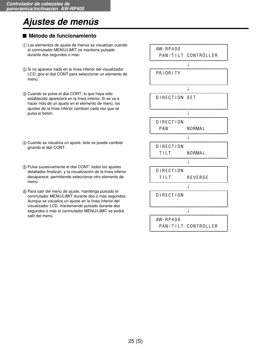 Ajustes de menús | Panasonic AW-RP400E User Manual | Page 242 / 272