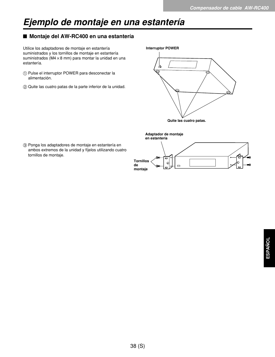 Ejemplo de montaje en una estantería | Panasonic AW-RP400E User Manual | Page 255 / 272