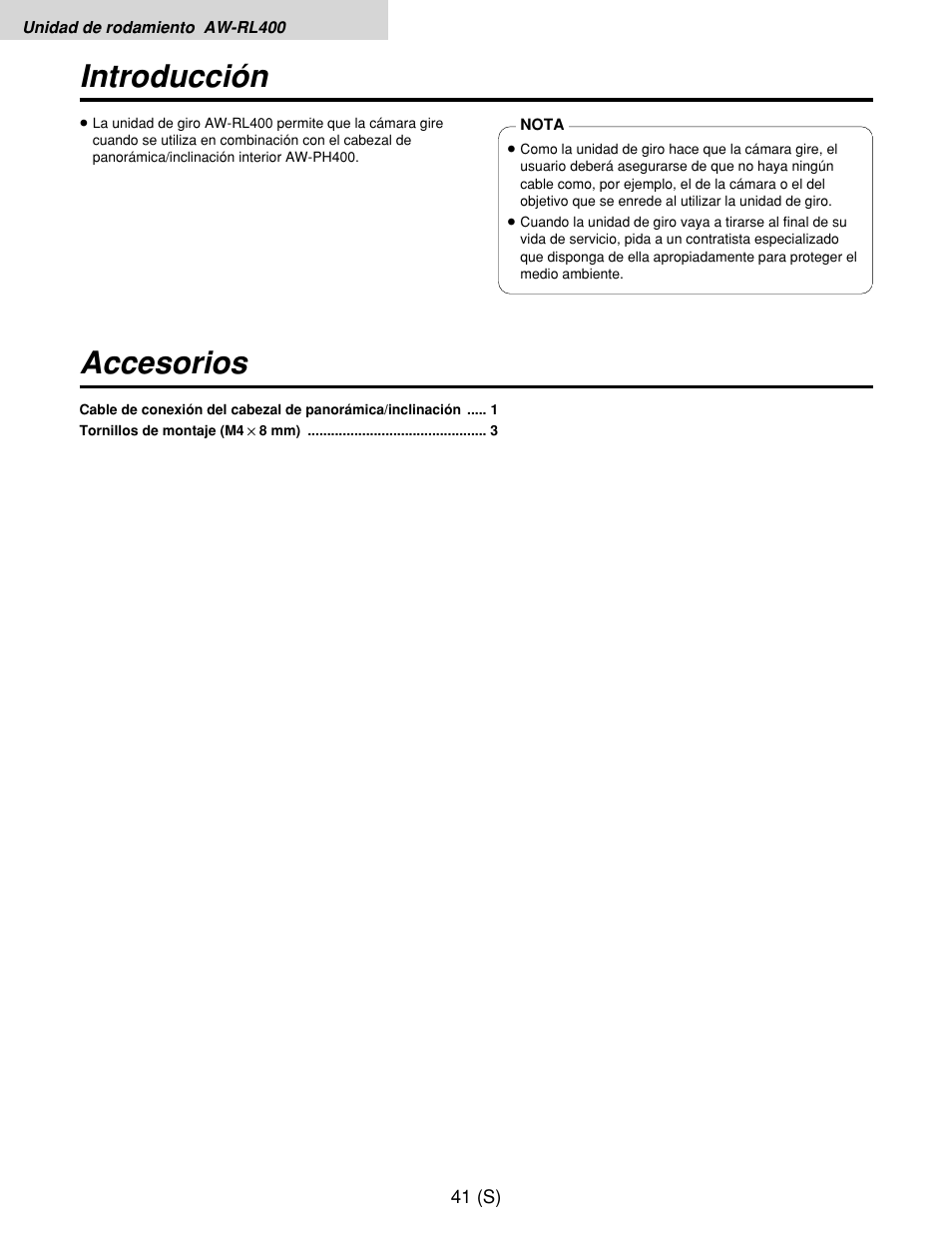 Introducción accesorios | Panasonic AW-RP400E User Manual | Page 258 / 272