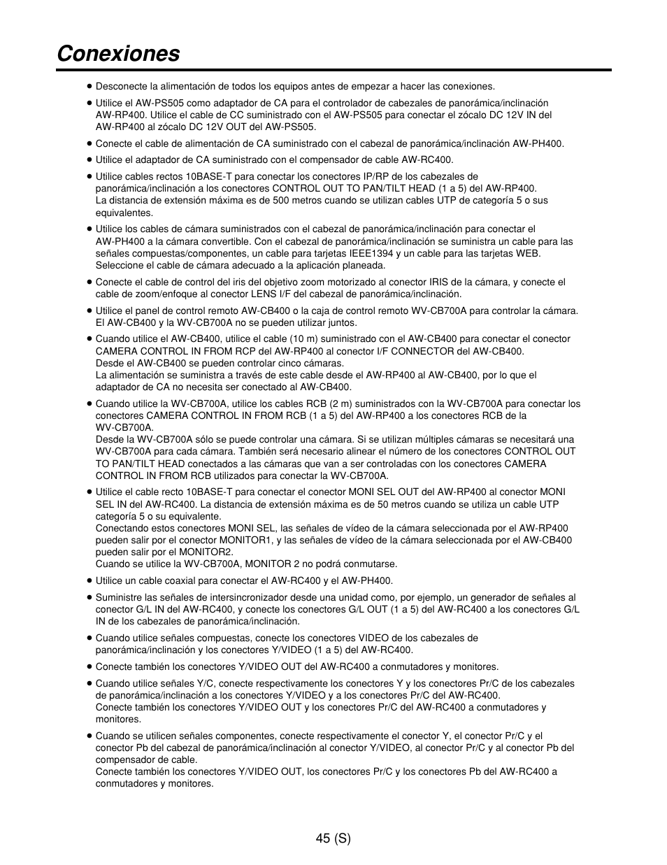 Conexiones | Panasonic AW-RP400E User Manual | Page 262 / 272