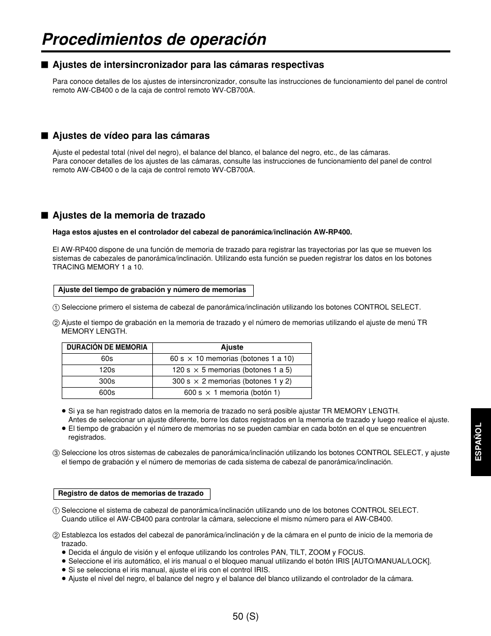 Procedimientos de operación | Panasonic AW-RP400E User Manual | Page 267 / 272