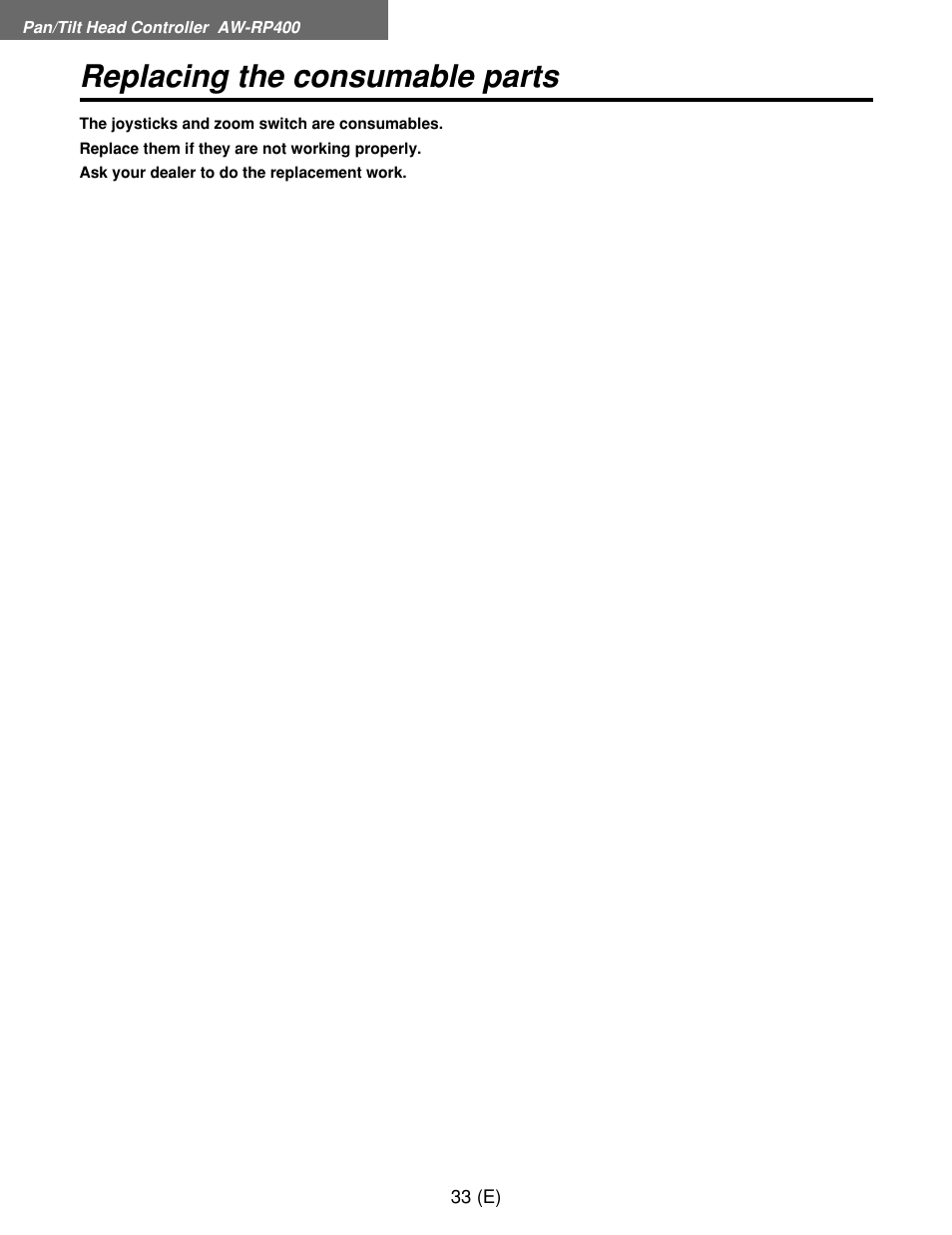Replacing the consumable parts | Panasonic AW-RP400E User Manual | Page 34 / 272