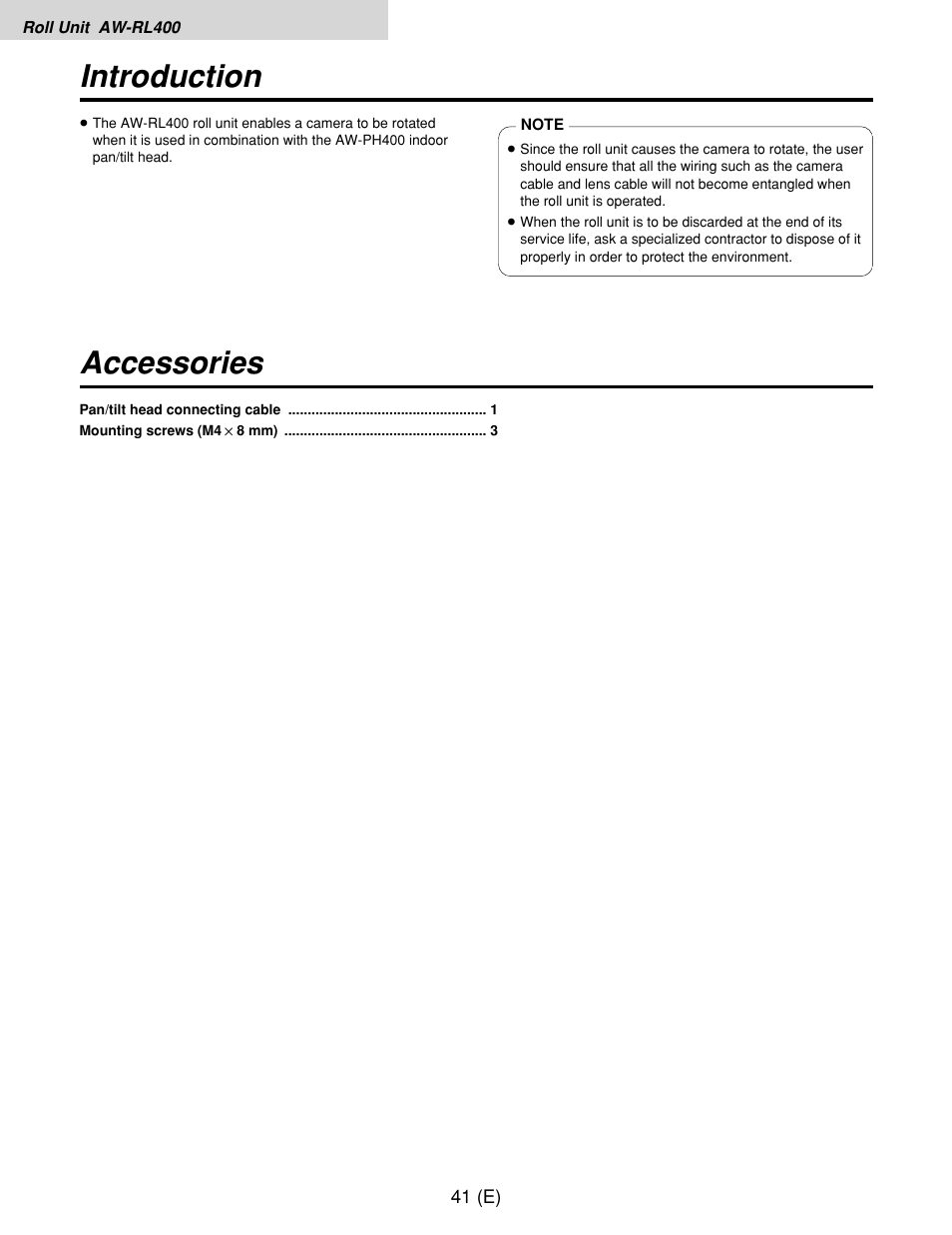 Introduction accessories | Panasonic AW-RP400E User Manual | Page 42 / 272