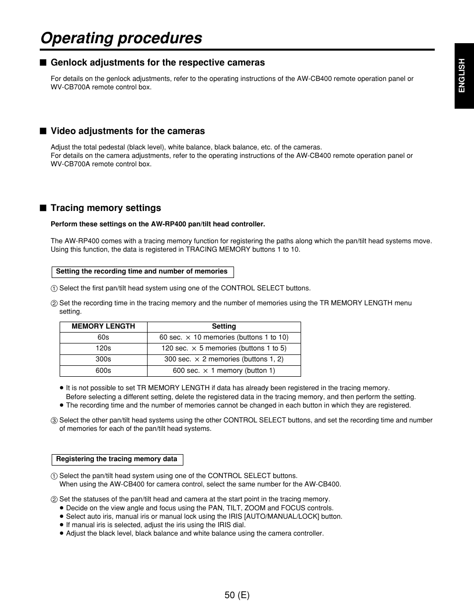 Operating procedures | Panasonic AW-RP400E User Manual | Page 51 / 272