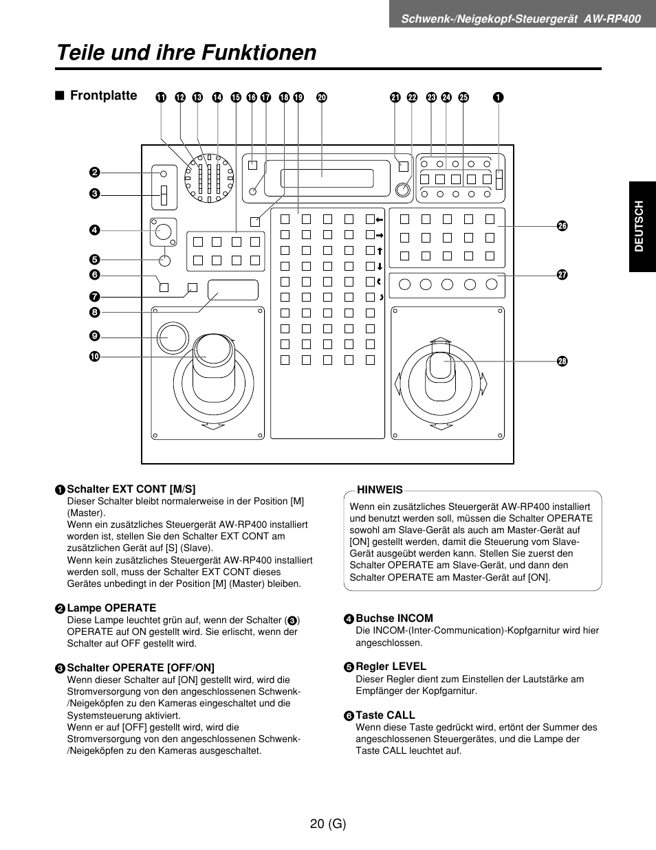 Teile und ihre funktionen | Panasonic AW-RP400E User Manual | Page 75 / 272