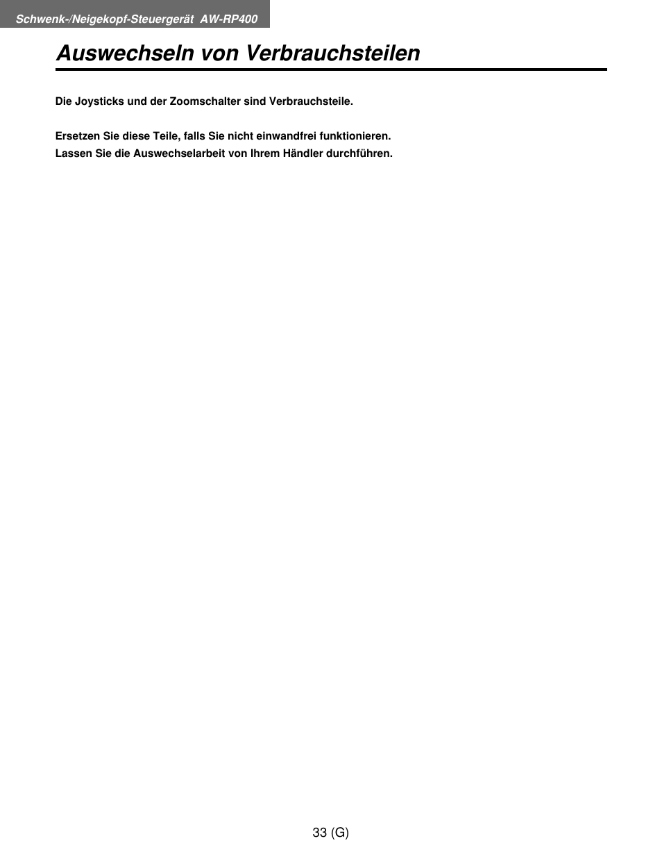 Auswechseln von verbrauchsteilen | Panasonic AW-RP400E User Manual | Page 88 / 272