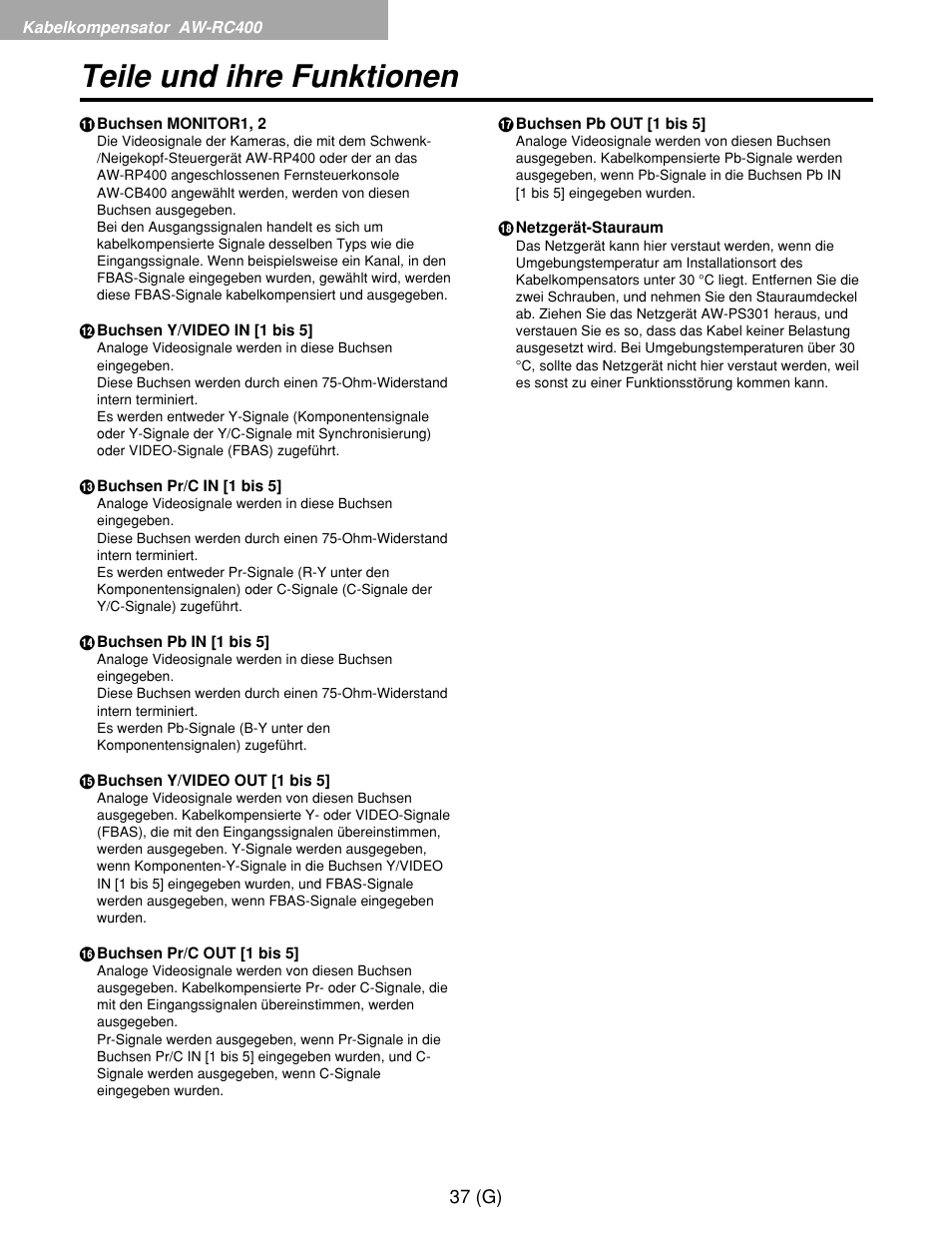 Teile und ihre funktionen | Panasonic AW-RP400E User Manual | Page 92 / 272