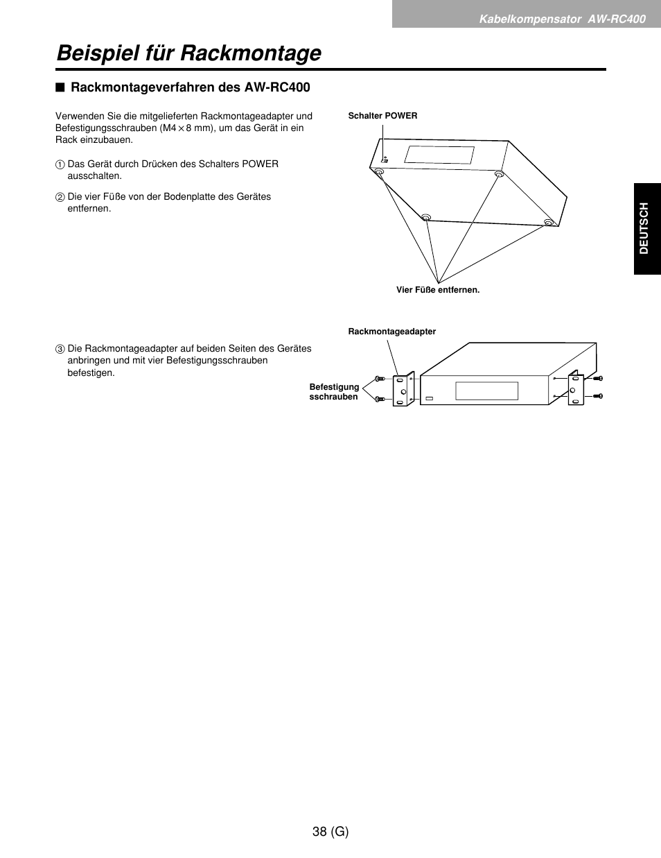 Beispiel für rackmontage | Panasonic AW-RP400E User Manual | Page 93 / 272