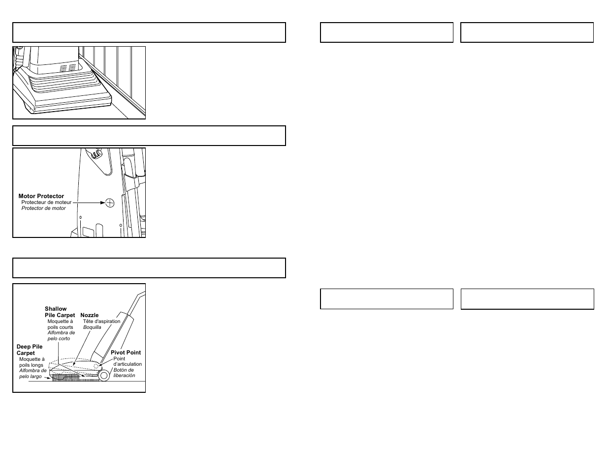 Edge cleaning, Motor protector, Automatic self adjusting nozzle | Panasonic MC-V5209 User Manual | Page 16 / 48