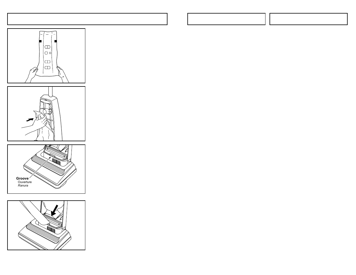 Utilisation des accessoires, Uso de herramientas, Changing dust bag | Panasonic MC-V5209 User Manual | Page 23 / 48