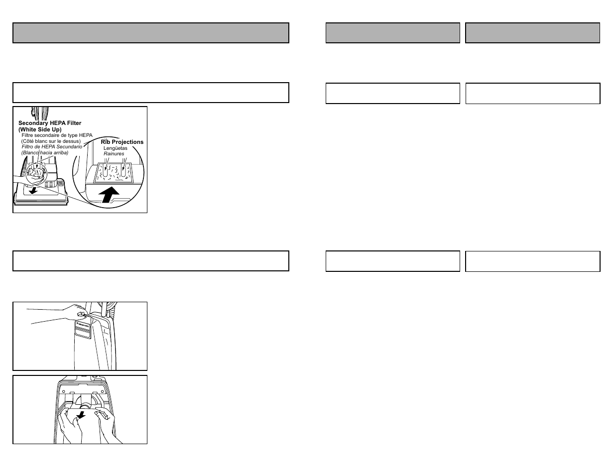 Routine care of cleaner, Replacing secondary hepa filter, Changing dust bag | Panasonic MC-V5209 User Manual | Page 24 / 48