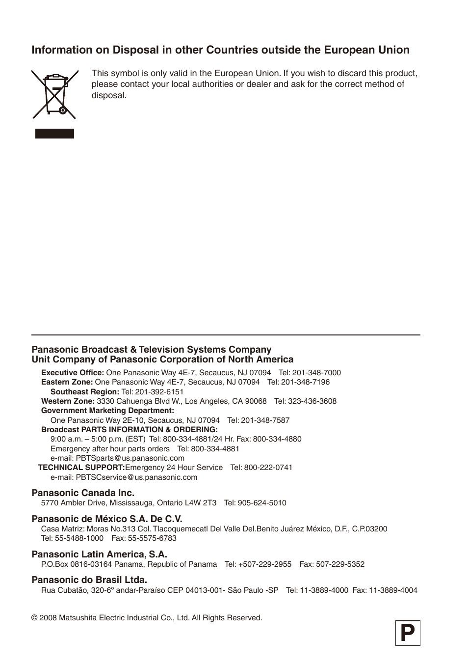 Panasonic AG-HPX170P User Manual | Page 128 / 128