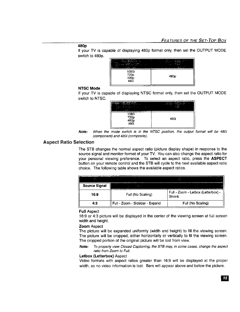 480p, Ntsc mode | Panasonic TU-DST51 User Manual | Page 16 / 65