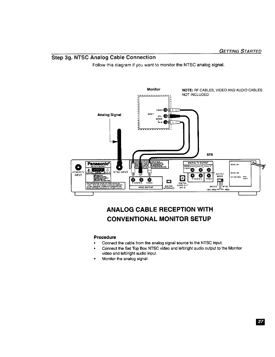 Procedure, Step 3g. ntsc analog cable connection | Panasonic TU-DST51 User Manual | Page 28 / 65