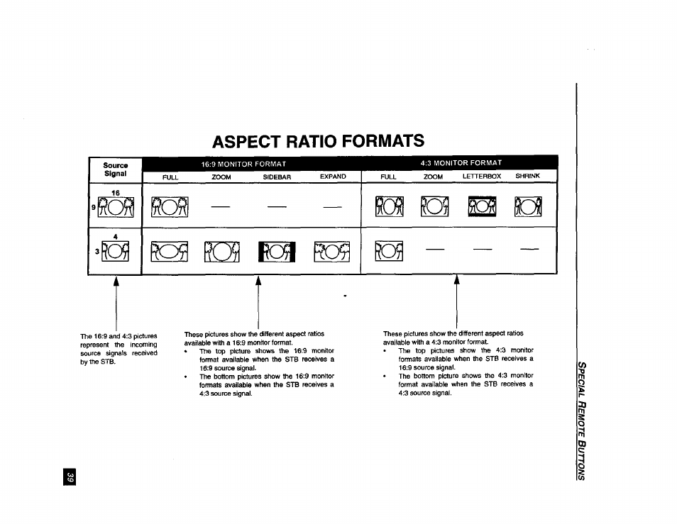 Aspect ratio formats, Ra o o ra o ra ra | Panasonic TU-DST51 User Manual | Page 40 / 65