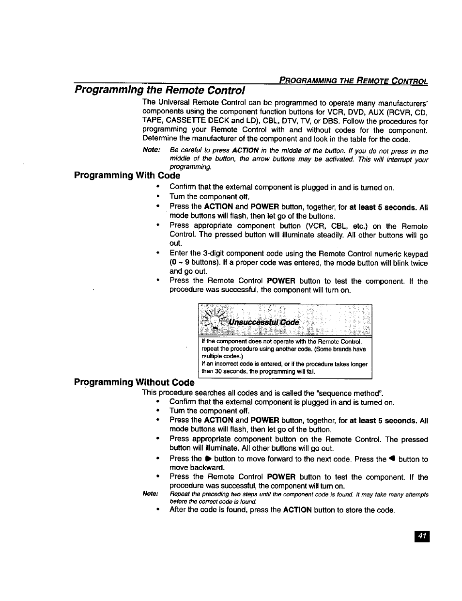 Programming the remote control | Panasonic TU-DST51 User Manual | Page 42 / 65