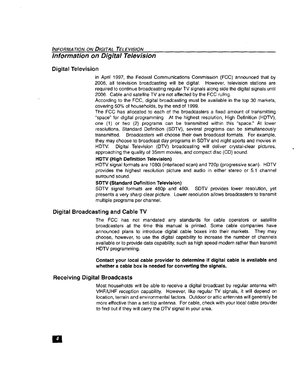 Information on digital television | Panasonic TU-DST51 User Manual | Page 5 / 65